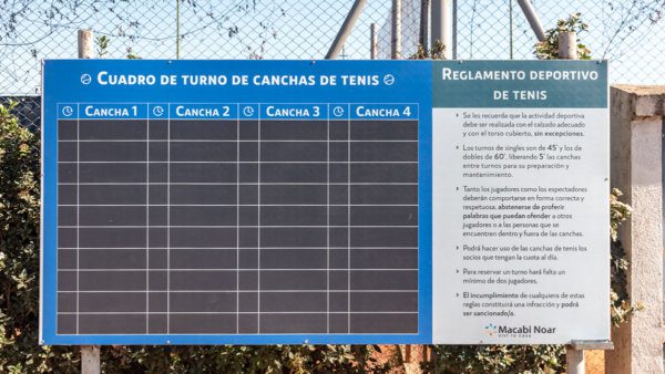 Cartel turnos de tenis